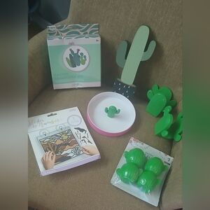 6:cactus- sew kit, decor, art set, 2 taco holders, salt rimmer,4 shot glasses